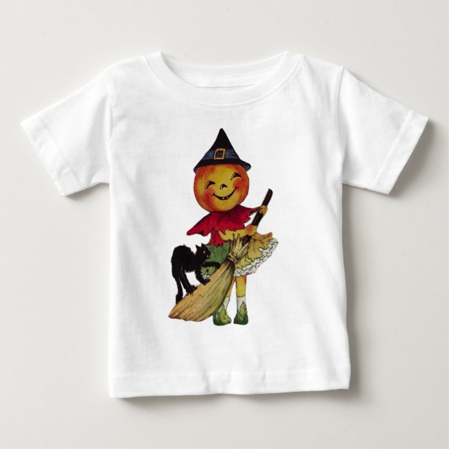 Halloween Pumpkin Head Witch Kid's Long Sleeve Top (Anverso)