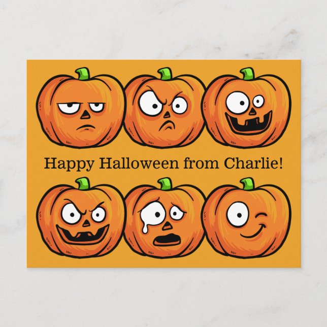 Halloween Pumpkins personalizado postal (Anverso)