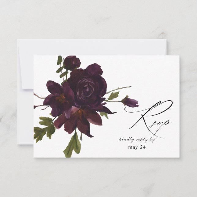 Halloween Purple Floral w Meal RSVP Card (Anverso)