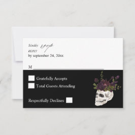 Halloween Púrpura Floral & Calavera sin RSVP de co