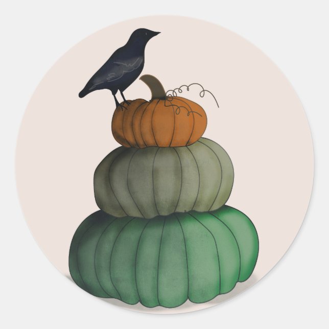 Halloween Raven Crow Classic Round Pegatina (Anverso)