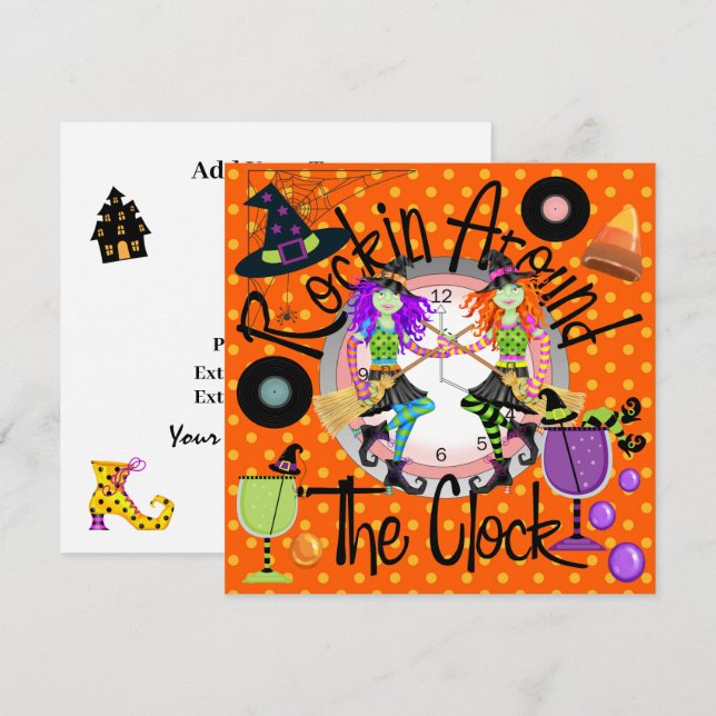 Halloween rockea alrededor de la invitación del re (Anverso / Reverso)
