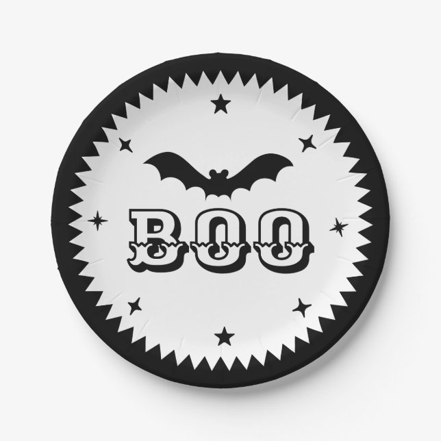 Halloween rosa, ¡Boo! Plato de papel (Anverso)
