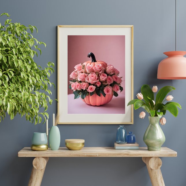 Halloween rosa Flor Calabaza Pared de arte Poster (Subido por el creador)