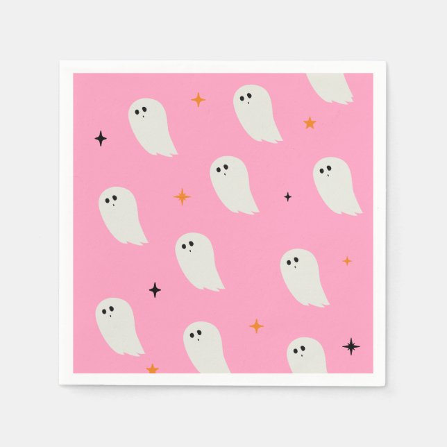 Halloween rosa, servilleta de papel fantasma (Anverso)