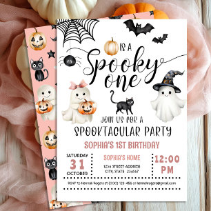 Halloween rosa Tocante UNA Invitación de primer cu