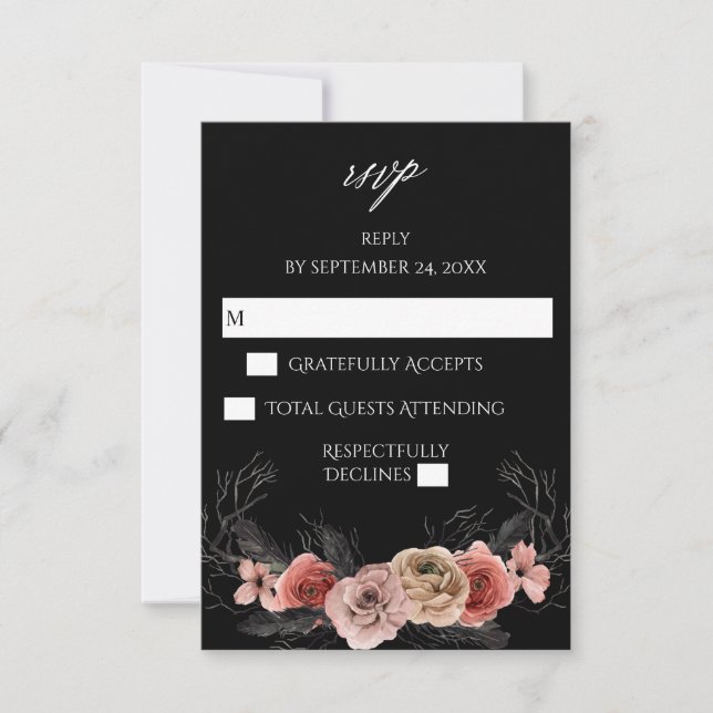 Halloween Rosa y Negro Floral - B sin comida RSVP  (Anverso)