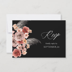 Halloween Rosa y Negro Floral con RSVP de comida