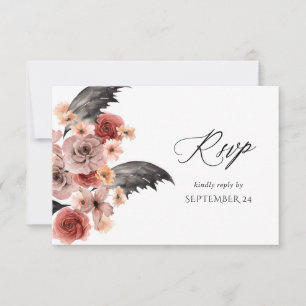 Halloween Rosa y Negro Floral con RSVP de comida