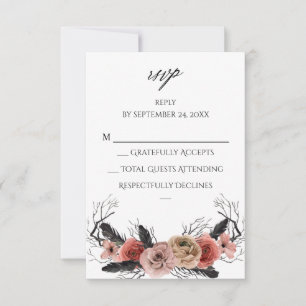 Halloween Rosa y Negro Floral sin RSVP de comida V