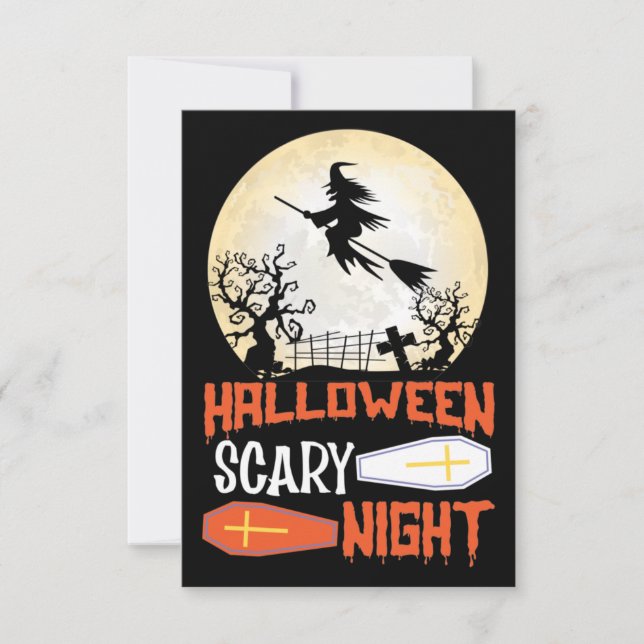 Halloween Scary Night Creepy Witch Halloween Card (Anverso)