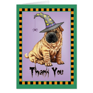 Halloween Shar-Pei Tarjeta de agradecimiento