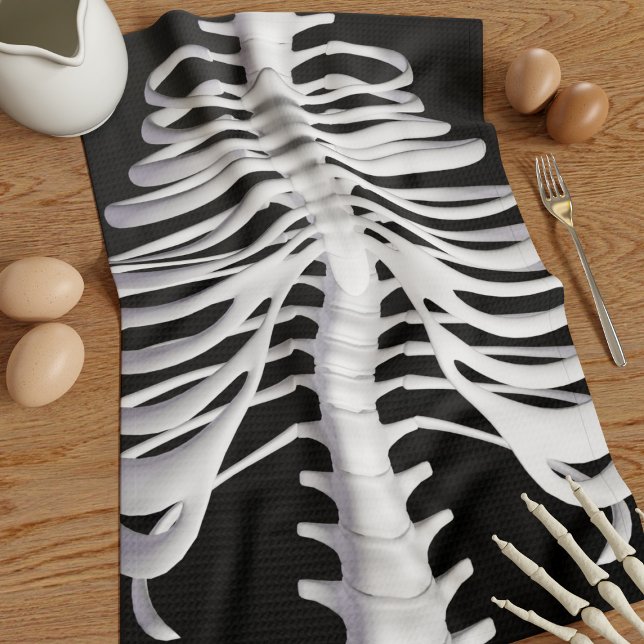 Halloween Skeleton Rib Cage Bones Kitchen Toalla (Creepy skeleton rib themed kitchen towel perfect for your Halloween kitchen)