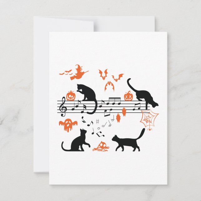 Halloween Spooky and Scary Cats Play Music Note (Anverso)