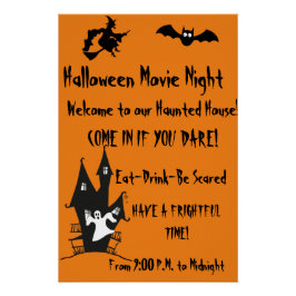 Halloween Spooky Haunty House Movie Night Poster
