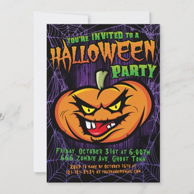 Halloween Spooky Pumpkin head Invitación (Anverso)