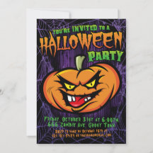 Halloween Spooky Pumpkin head Invitación