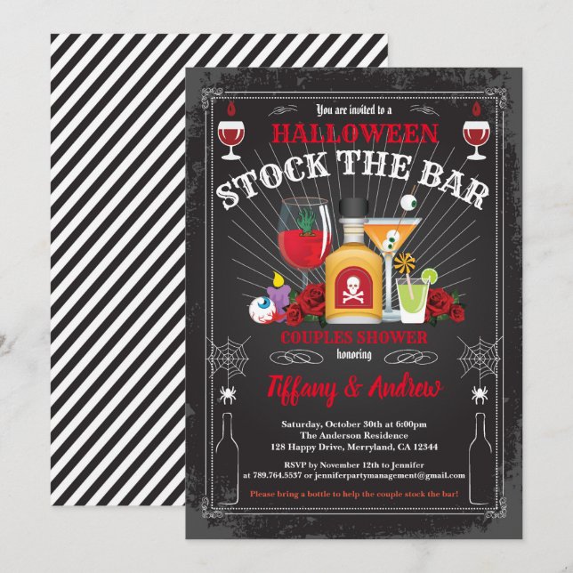 Halloween stock la invitación de la fiesta de bar (Anverso / Reverso)