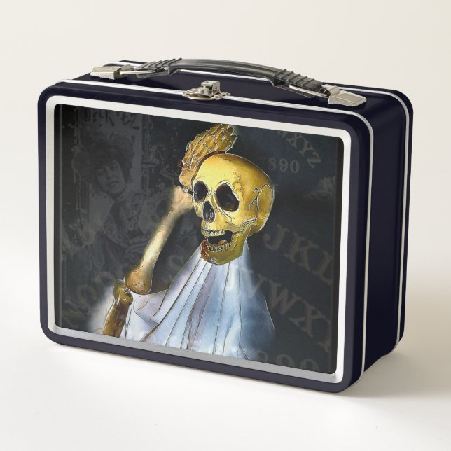 Halloween Talking Board Skeleton Metal Lunch Box (Anverso)