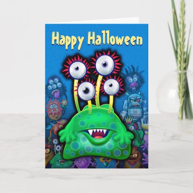 Halloween Tarjeta invitación a MONSTER FIESTA dive (Anverso)