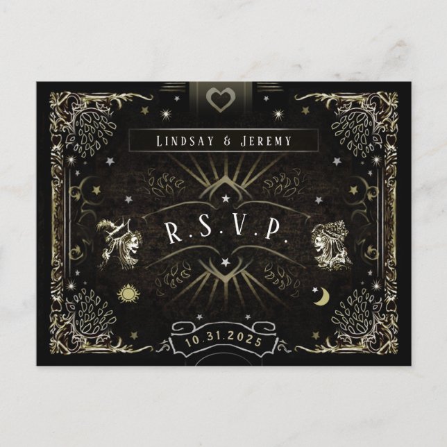 Halloween Tarot Card MENU coincidente con RSVP Pos (Anverso)