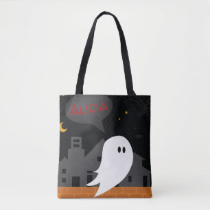 Halloween trata la bolsa lindo nombre personalizad