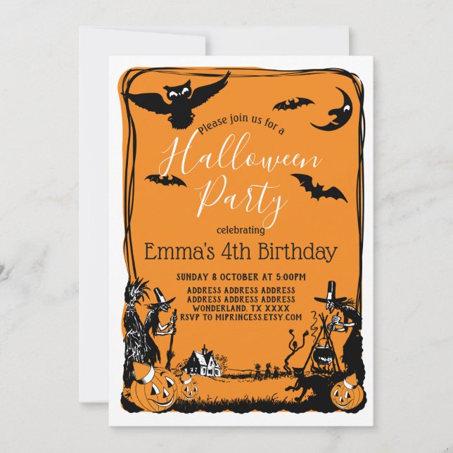 Halloween, Trick o Trete, otoño, invitación (Anverso)