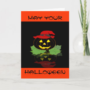 Halloween viendo doble tarjeta de felicitación