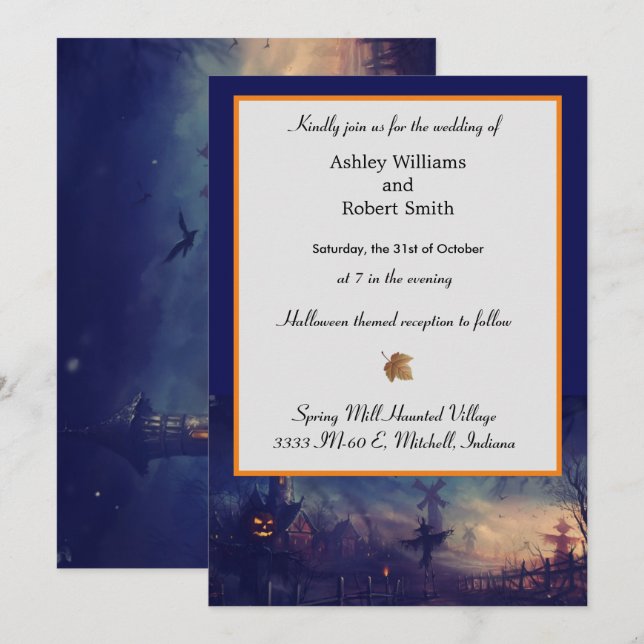 Halloween Wedding Invitación Tarjeta plana obsesio (Anverso / Reverso)