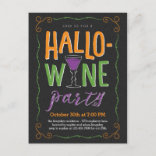 Halloween Wine Party Invitación Postcard
