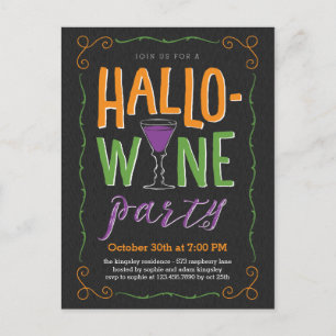 Halloween Wine Party Invitación Postcard