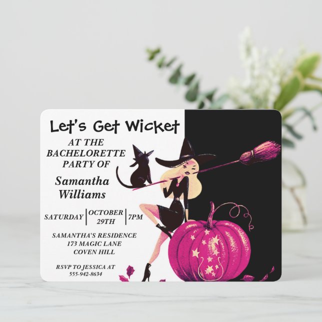 Halloween Witch Bachelorette Party Invitación (Anverso de pie)