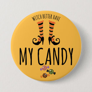 Halloween Witch Candy Botón Redondo de 3 pulgadas