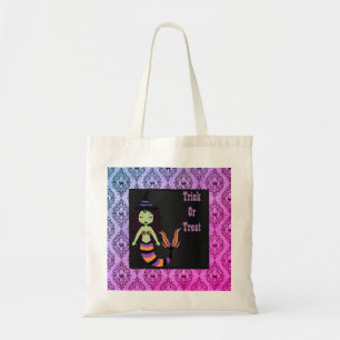 Halloween Witch Mermaid Trate bolsa Tote Bag Brigh