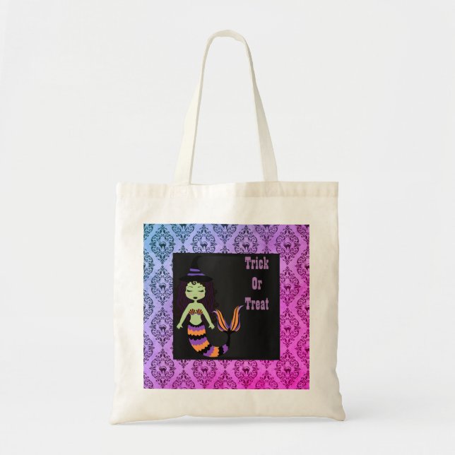Halloween Witch Mermaid Trate bolsa Tote Bag Brigh (Frente)