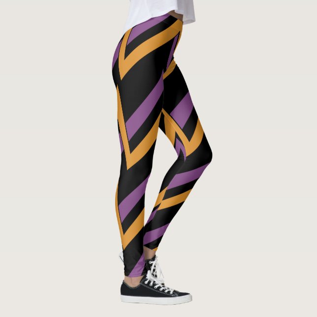Halloween Zig Zags Naranja Purple Leggings (Derecha)