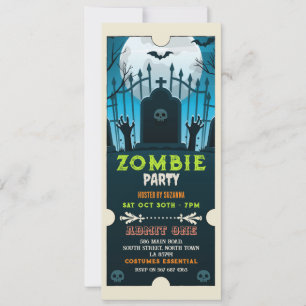 Halloween Zombie Ticket Fun Horror Invitación