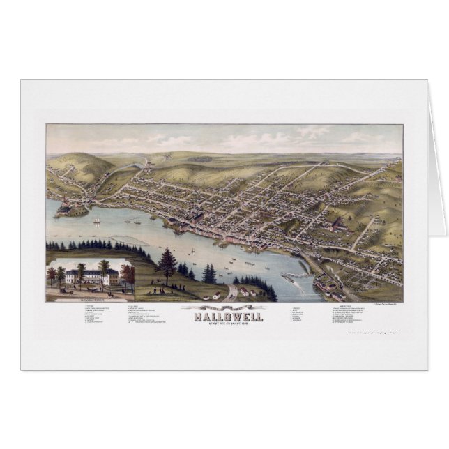 Hallowell, YO mapa panorámico - 1878 (Anverso (Horizontal))