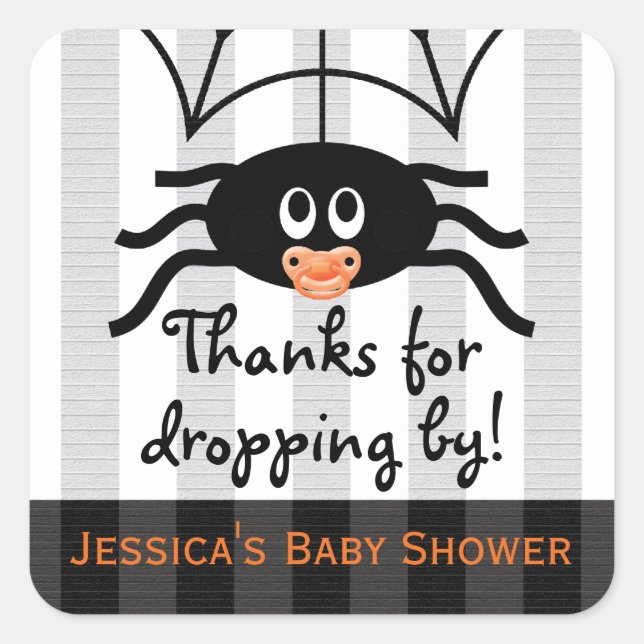 Hallowen Spider Baby Shower Gracias Pegatinas (Anverso)