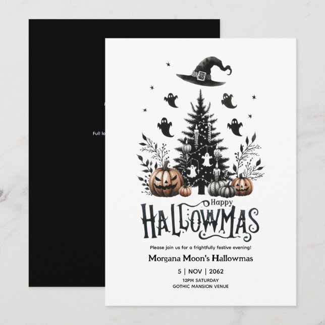 Hallowmas Invitaciones Navidades de Halloween Mash (Anverso / Reverso)