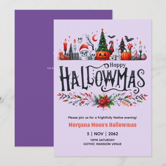 Hallowmas Invitaciones Navidades de Halloween Mash (Anverso / Reverso)
