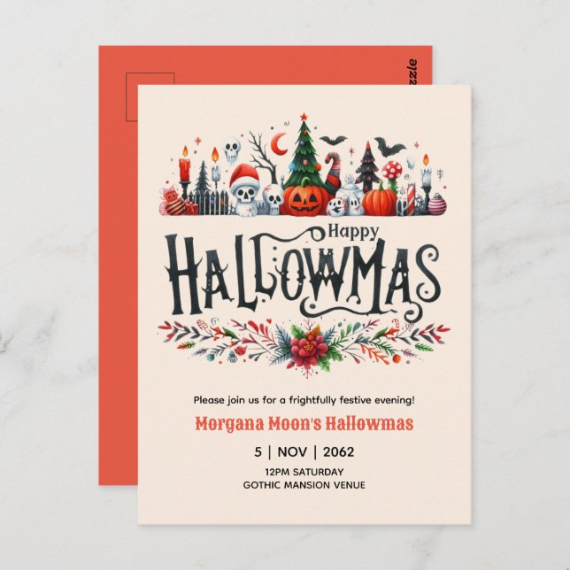 Hallowmas Invitaciones Navidades de Halloween Mash (Anverso / Reverso)