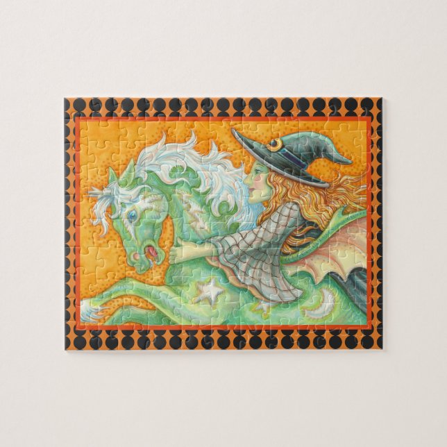 HALLOWS EVCH WITCH AND HORSE INTERLOCKING PUZZLE (Horizontal)