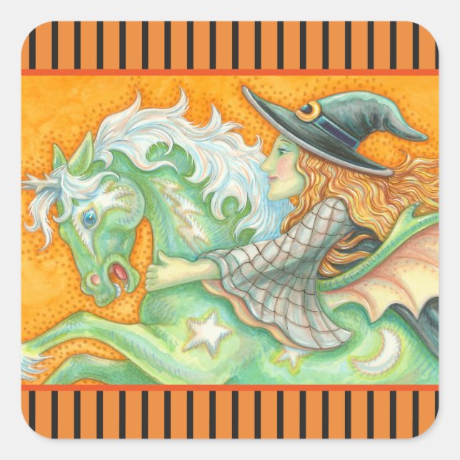 HALLOWS EVCH WITCH Y HORSE PEGATINAS Square SHEET (Anverso)