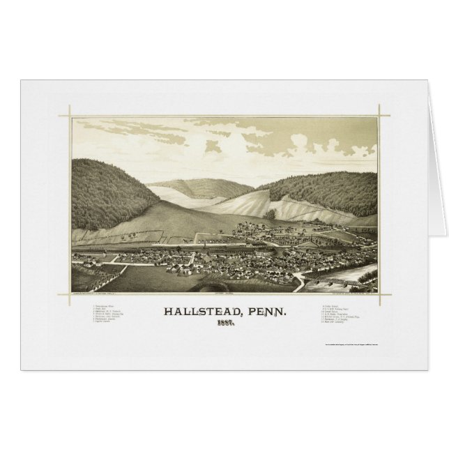 Hallstead, mapa panorámico del PA - 1887 (Anverso (Horizontal))
