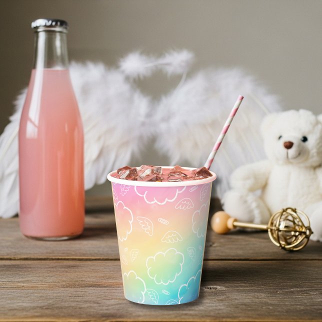 Halo de ángel celestial Nube Arcoíris Vaso de pape (Heavenly Angel Halo Cloud Rainbow Paper cup)