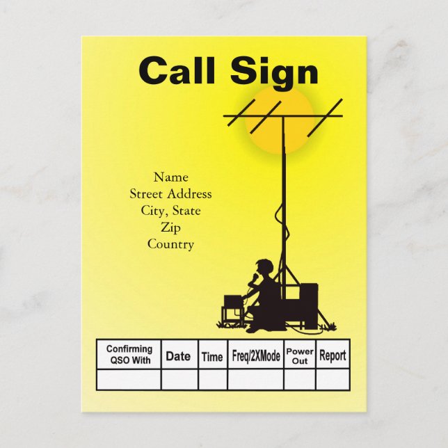 Ham Operator Silhouette al aire libre Tarjeta QSL (Anverso)