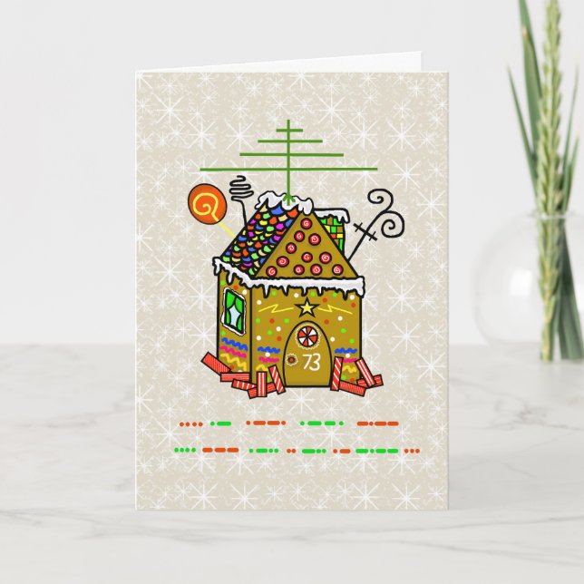 Ham Radio Gingerbread House con tarjeta de código  (Anverso)
