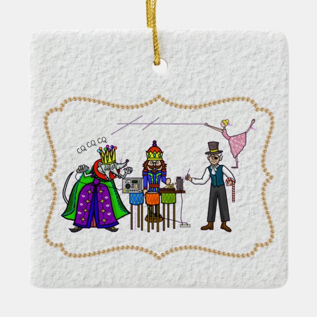 Ham Radio Nutcracker Ornamento de Navidad (Anverso)