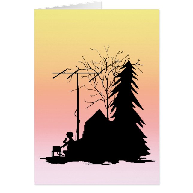 Ham Radio Operator Sunset Silhouette Card (Frente)